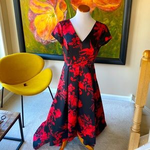 Red and black flower design gown